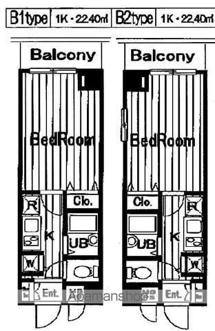 ヴィータローザ東府中(1K/5階)の間取り写真