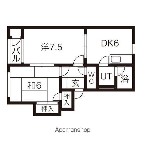 アップルヴィレッジ X棟(2DK/2階)の間取り写真