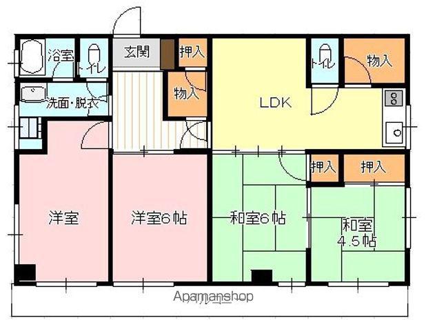 前田アパートA(4LDK/3階)の間取り写真