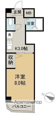 第3エスパース(1K/3階)の間取り写真