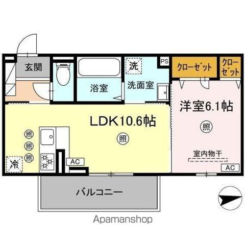 グランツェーレ鷹辻(1LDK/3階)の間取り写真
