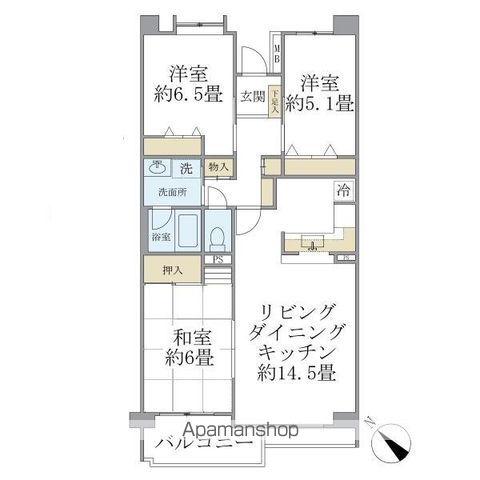 ISM南柏(3LDK/1階)の間取り写真