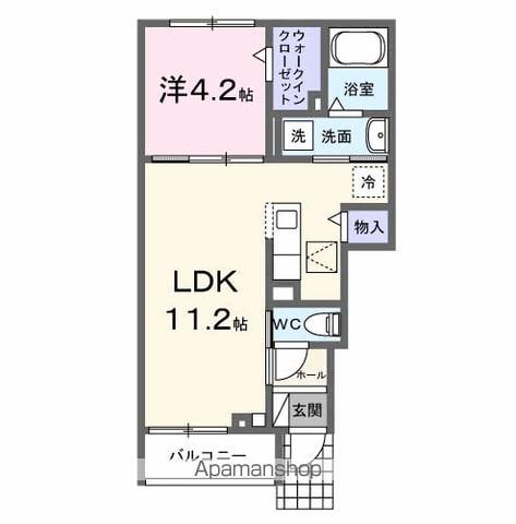 レッド グリール本土寺前(1LDK/1階)の間取り写真