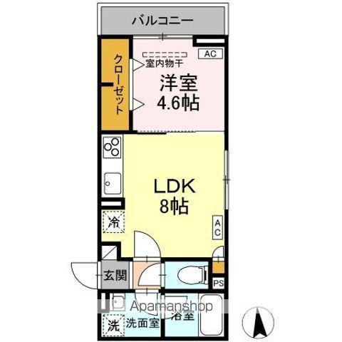 D-ROOM寺町(1LDK/3階)の間取り写真