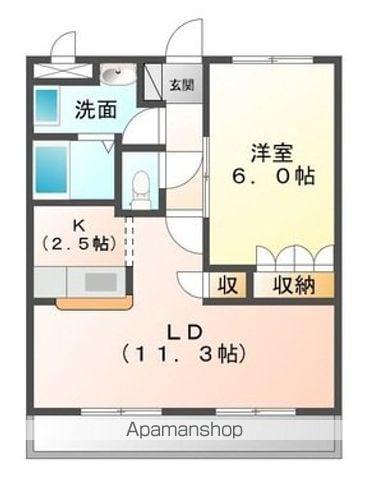レンガ館(1LDK/3階)の間取り写真