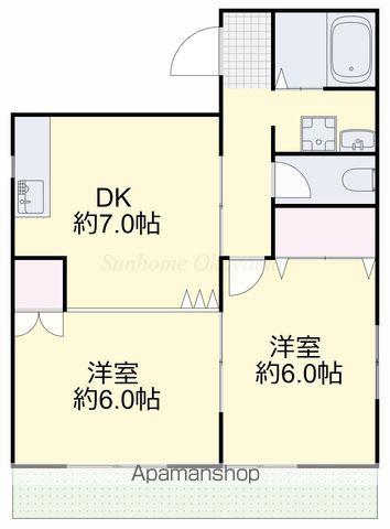 メゾンエスポアールC(2DK/1階)の間取り写真
