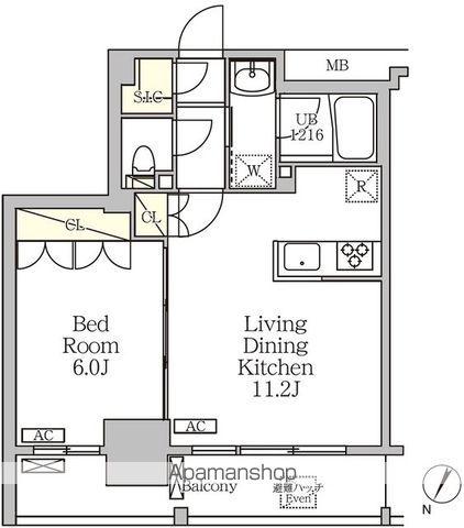 ジオエント白金台(1LDK/2階)の間取り写真