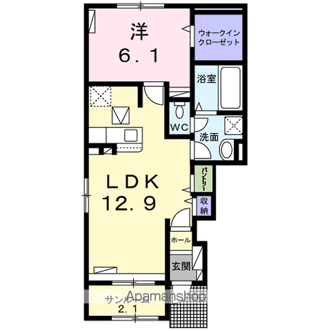 ラッポルティⅡ(1LDK/1階)の間取り写真