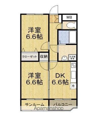 アスパイア(2DK/1階)の間取り写真