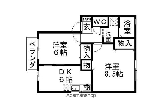 エトワール四賀E棟(2DK/1階)の間取り写真
