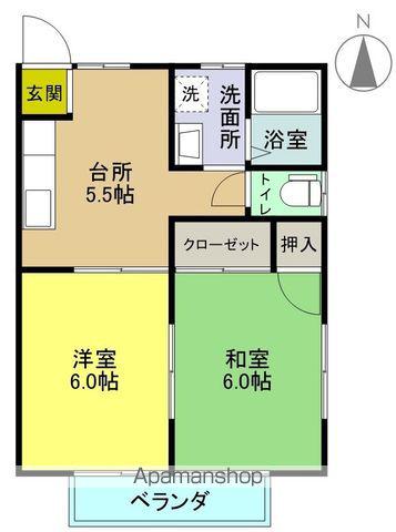 第2しらさぎ荘(2K/1階)の間取り写真