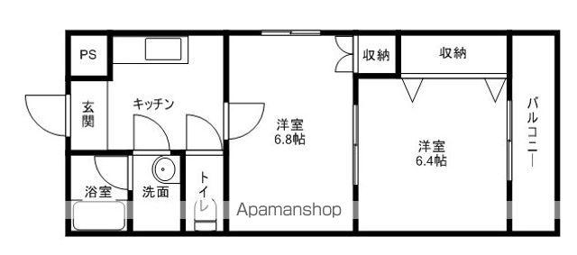 ECOMODO瀬川(2K/2階)の間取り写真