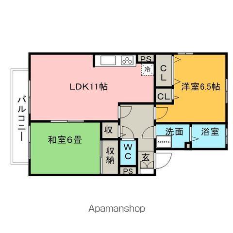 ラ・マーシャ B棟(2LDK/2階)の間取り写真