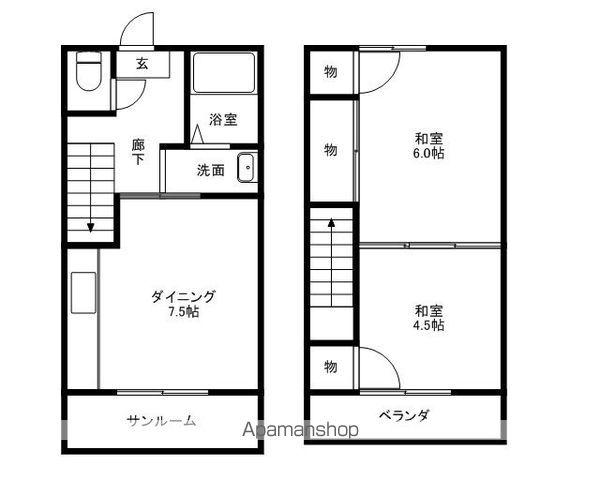 光コーポ(2DK/1階)の間取り写真