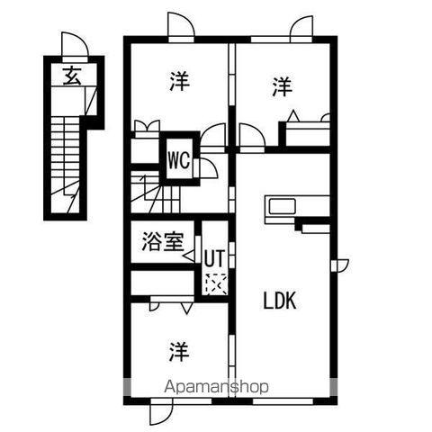 ひばりヶ丘レジデンスB棟(3LDK/2階)の間取り写真