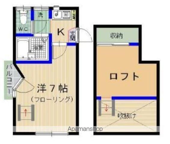 ラフィーネアルブルA・B棟(1K/1階)の間取り写真
