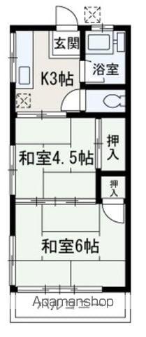 石山ハイツ(2K/2階)の間取り写真