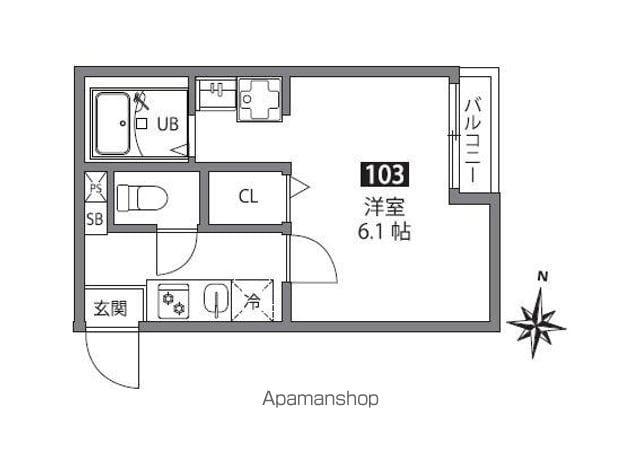 SORAせんげん台(1K/1階)の間取り写真