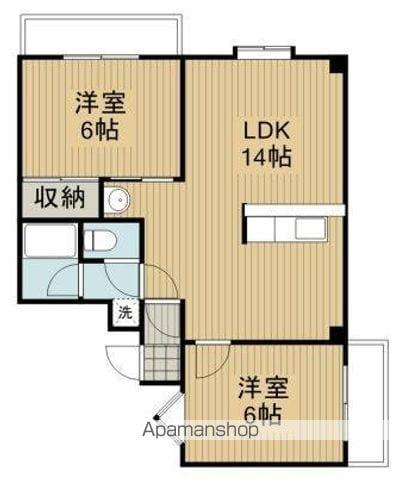 リバティープラザ東大通(2LDK/2階)の間取り写真