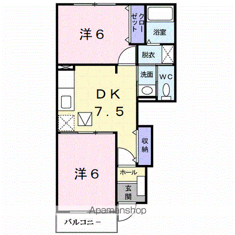 ボーヴィラージュ(2DK/1階)の間取り写真
