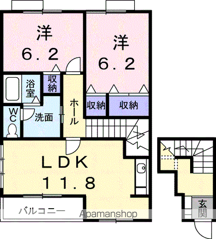 クラール・M(2LDK/2階)の間取り写真
