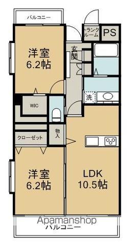 プチリヴェール安西(2LDK/4階)の間取り写真