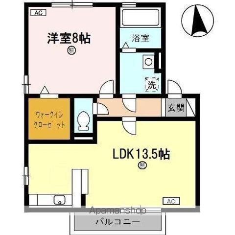リビングタウン福B棟(1LDK/2階)の間取り写真