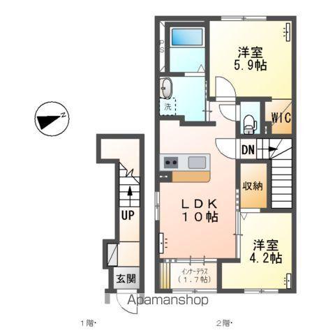 取手市寺田アパート(2LDK/2階)の間取り写真