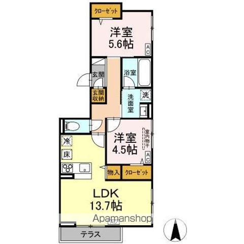 D-COMODO小金井貫井北町(2LDK/1階)の間取り写真