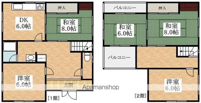 近鉄南大阪線 河内天美駅 徒歩9分 2階建 築45年(5DK)の間取り写真