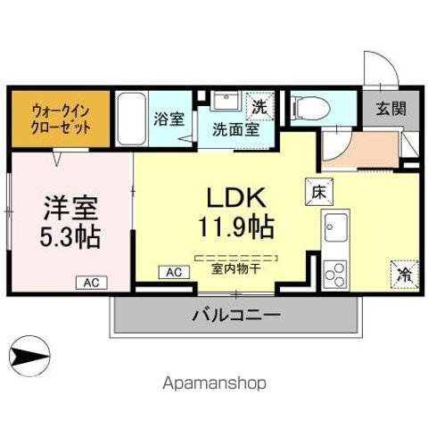 アーバンライフヒロ沖浜(1LDK/1階)の間取り写真
