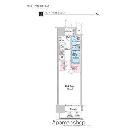 コンフォリア阿波座(1K/4階)の間取り写真
