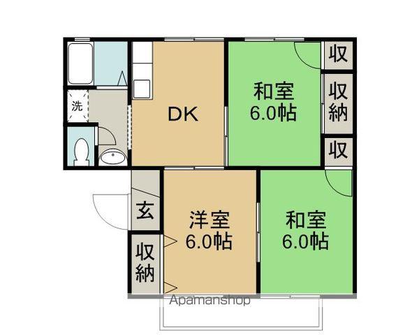 サニーヒルB(3DK/2階)の間取り写真