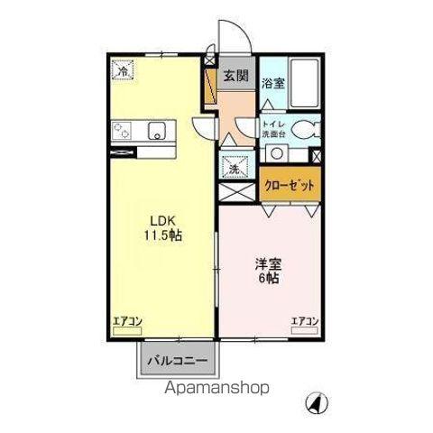 ローズパレス(1LDK/2階)の間取り写真