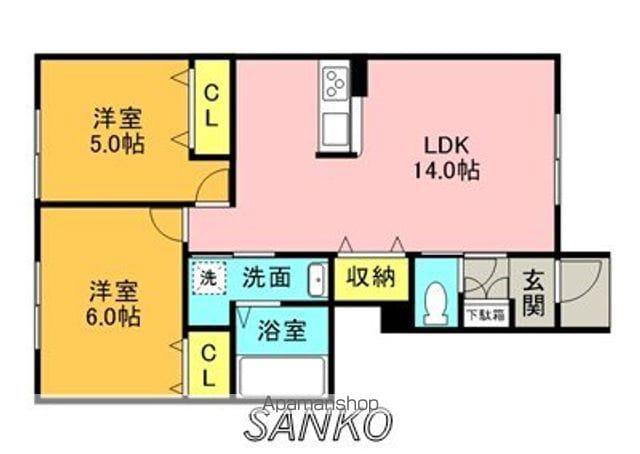 グレースイースト20(2LDK/1階)の間取り写真