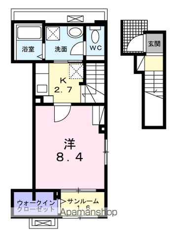 ルピナス・K(1K/2階)の間取り写真