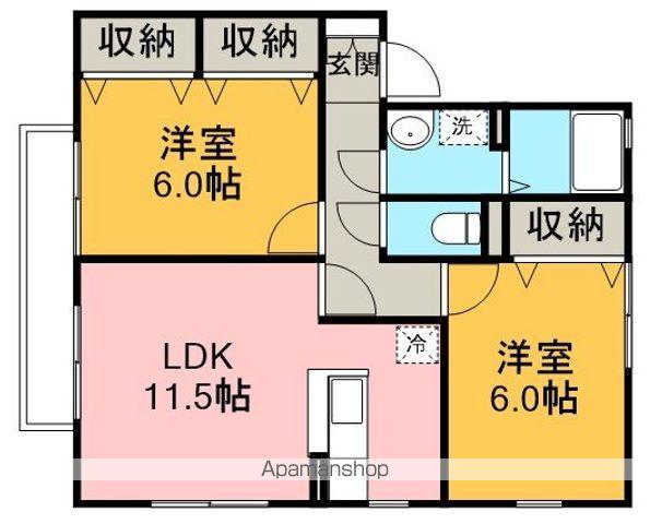 メイプルタウン川越的場D棟(2LDK/2階)の間取り写真
