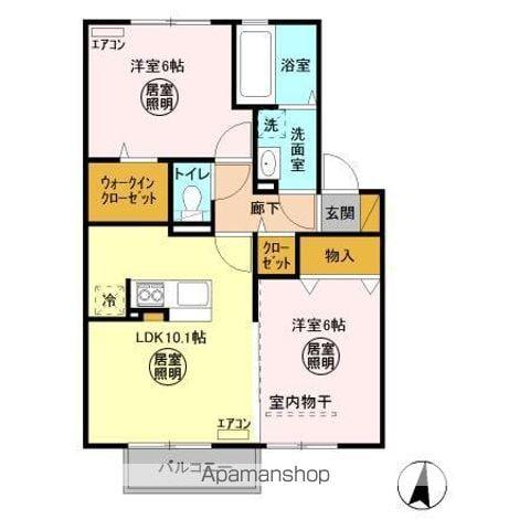 グランマーレ Ⅰ(2LDK/2階)の間取り写真