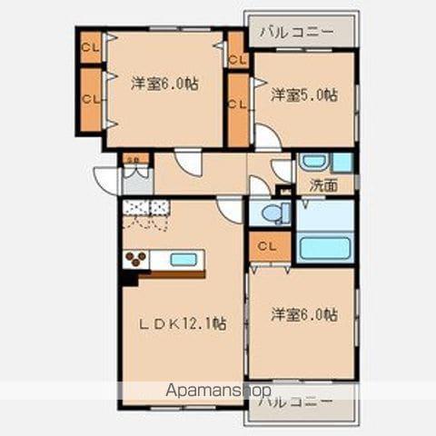 プレステージ西工大前Ⅱ(3LDK/3階)の間取り写真