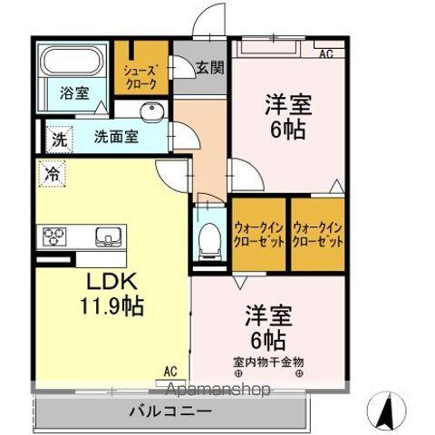 クレシア彩乃(2LDK/3階)の間取り写真