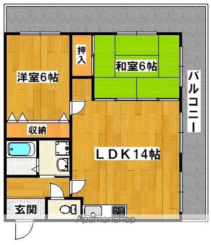 グランコートS(2LDK/4階)の間取り写真