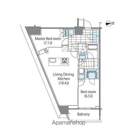 コンフォリア新宿イーストサイドタワー(2LDK/11階)の間取り写真