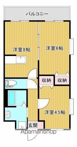ルミナス恒久南(2DK/4階)の間取り写真