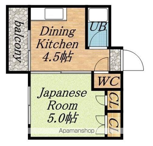 クラークハイツ(1DK/4階)の間取り写真