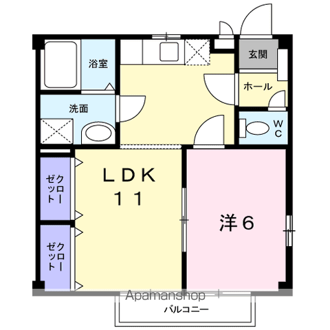ラフォーレ大陽Ⅱ(1LDK/2階)の間取り写真