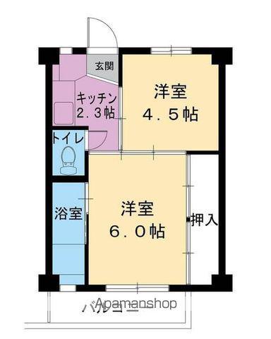 ビレッジハウス白銀 2号棟(2K/3階)の間取り写真