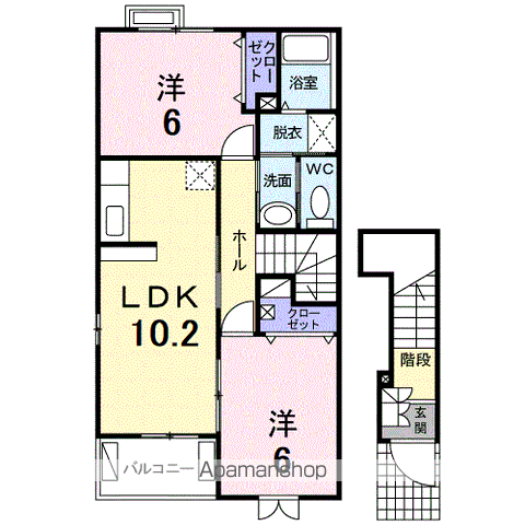 プリムローズ(2LDK/2階)の間取り写真