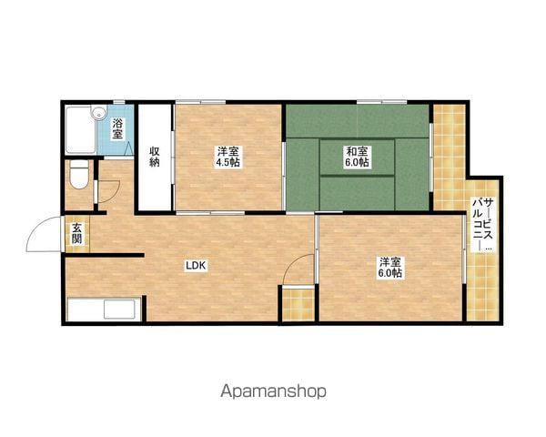 コーポ千萩(3LDK/1階)の間取り写真