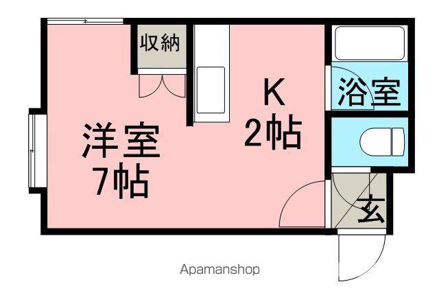 南麻生クラブハウス(1K/1階)の間取り写真