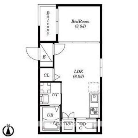 ウエスト名駅(1LDK/2階)の間取り写真